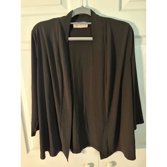 Evan-Picone Sweaters - Evan-Picone Black Open Front Draped Cardigan Blazer Jacket Women S